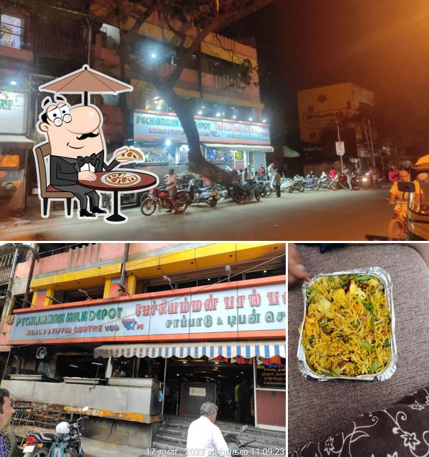 Among various things one can find exterior and food at Pechiamman Veg Restaurant-VILLAPURAM