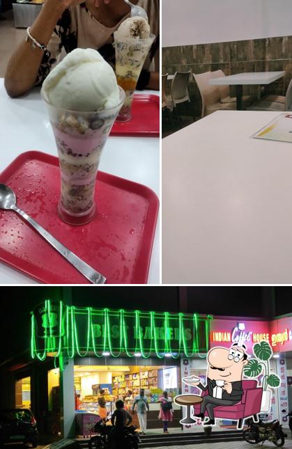 The restaurant's interior and food