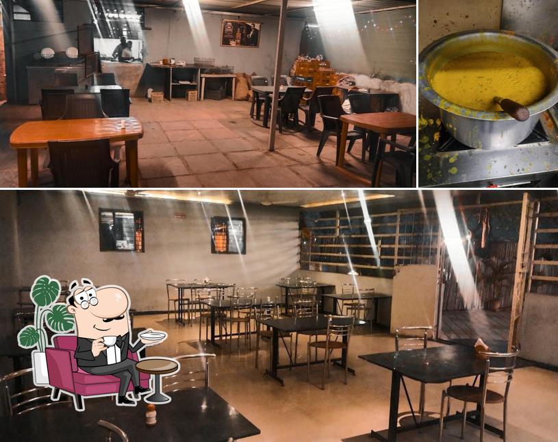 Check out the image displaying interior and food at Hotel Maza Bandu The Family Garden Bar & Resto