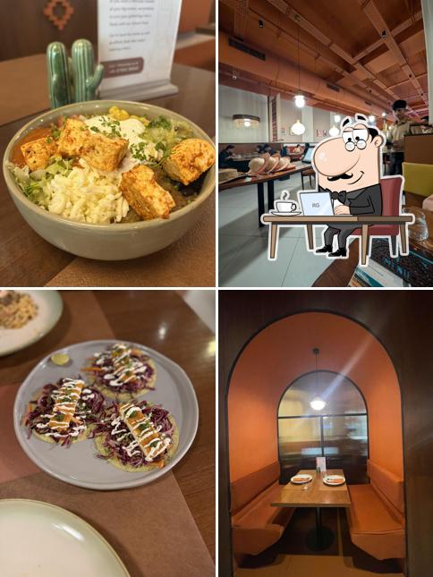 Take a seat at one of the tables at Tres Amigos