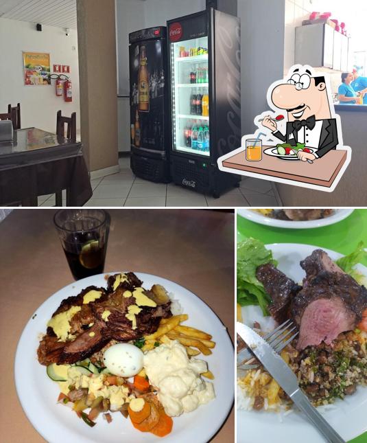 Esta é a ilustração mostrando comida e interior no Restaurante Bom Sabor