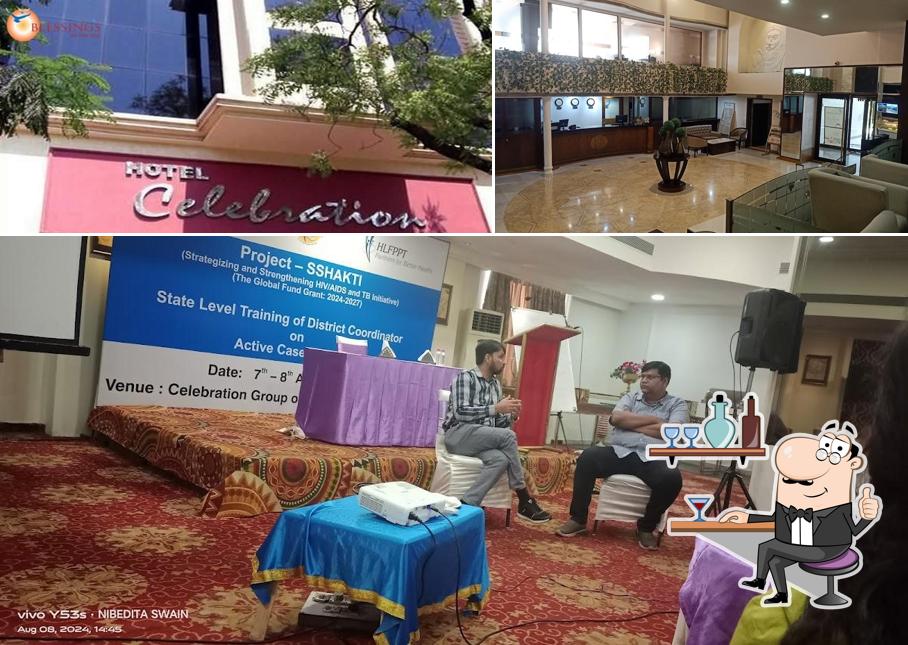 Take a seat at one of the tables at Hotel Celebration Raipur