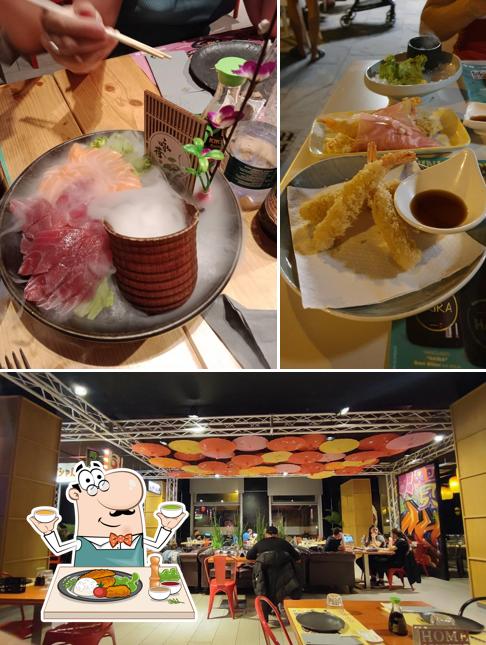 La cibo e interni del ristorante