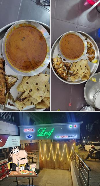 Take a look at the image showing food and exterior at Hotel leaf