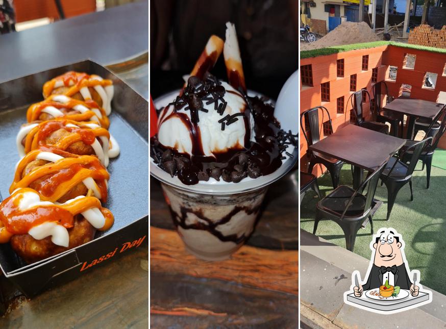 Food at Lassi day cafe burger pav