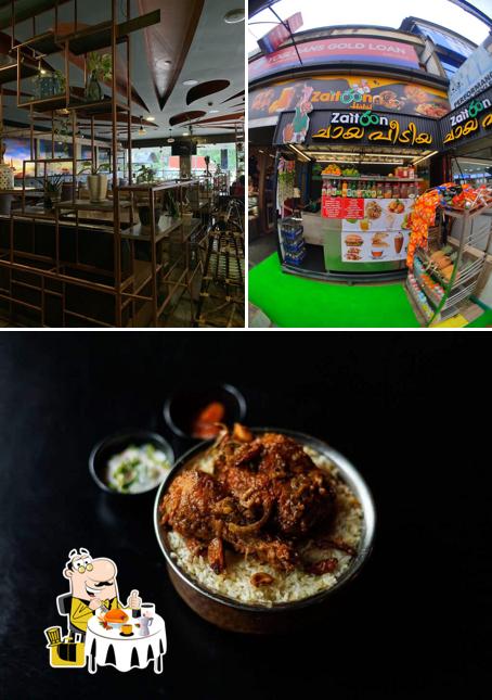 This is the photo showing food and interior at Zaitoon Hotel