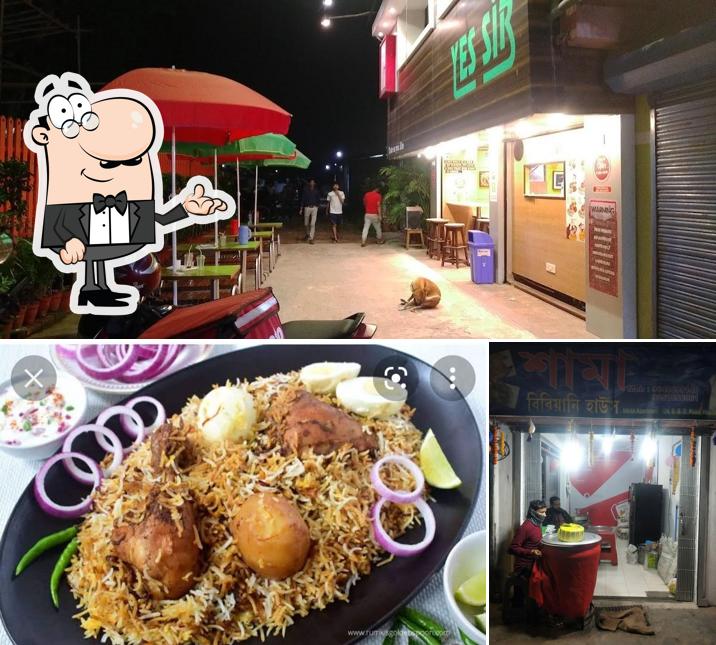 This is the photo showing interior and food at Shama Biryani House