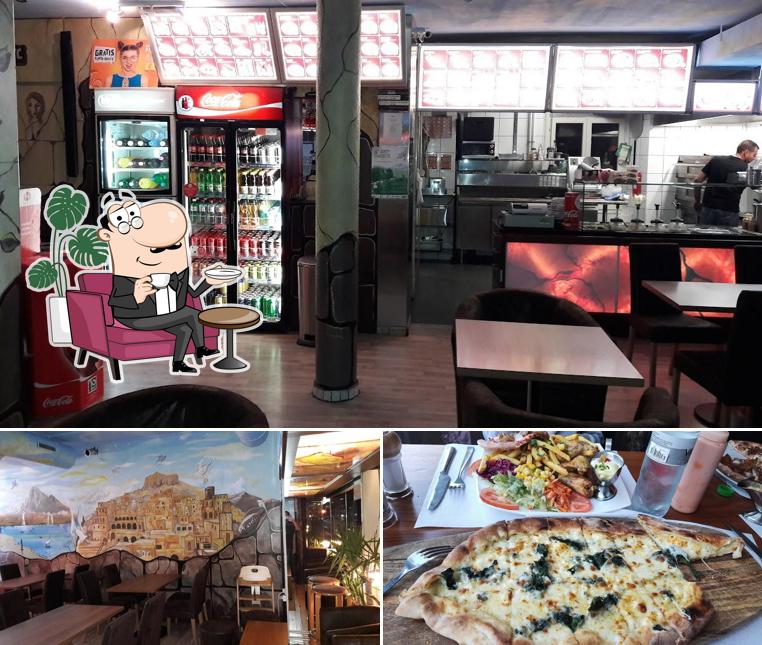 Questa è la foto che mostra la interni e cibo di Tribschen Kebab & Pizzahaus