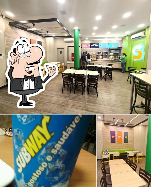 A ilustração do Subway’s interior e comida