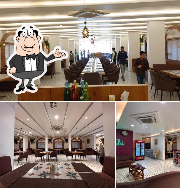 The interior of Tulsi Pure Veg Restaurant