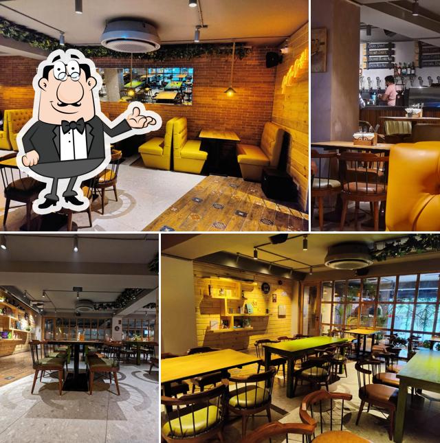 Take a seat at one of the tables at Drifters Tap Station