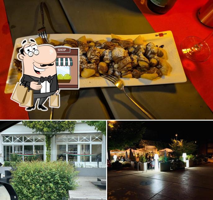 La esterno e cibo del ristorante