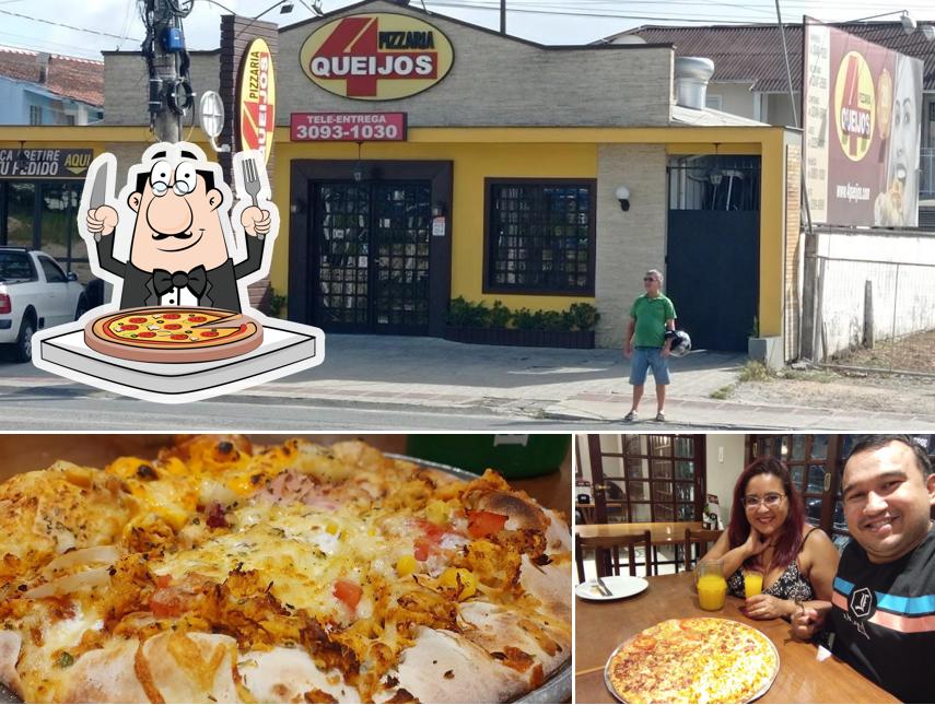 No Pizzaria 4 Queijos Palhoça, você pode degustar pizza