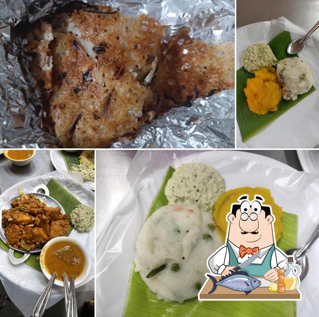 Grilled salmon at Mani's cafe