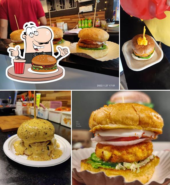 Get a burger at micro cafe