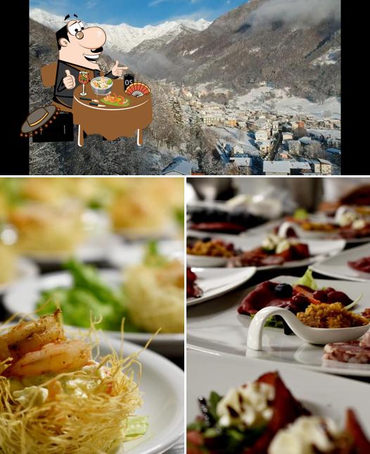 Guarda la immagine che presenta la cibo e esterno di Albergo Alpino - Hotel a 3 stelle con ristorante di piatti tipici