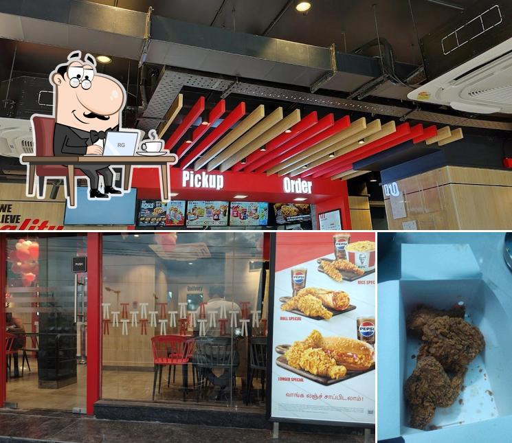 This is the photo depicting interior and food at KFC