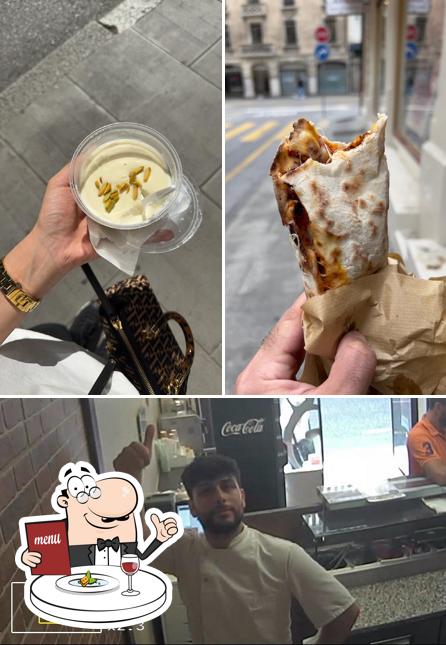 Questa è la foto che presenta la cibo e interni di Saj Eat