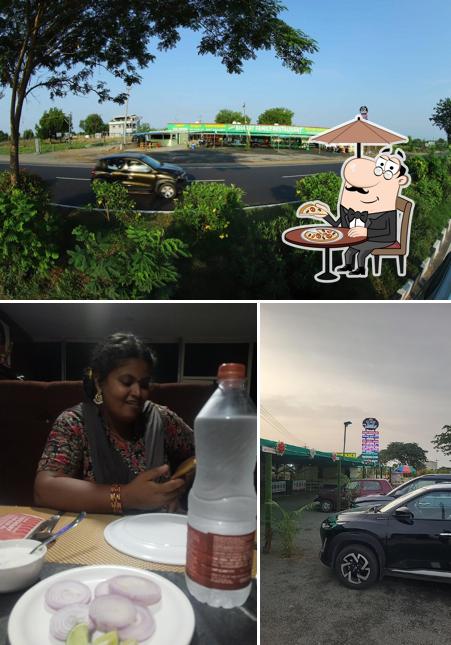 Take a look at the image depicting exterior and food at MANA JAI BHARAT FAMILY RESTAURANT