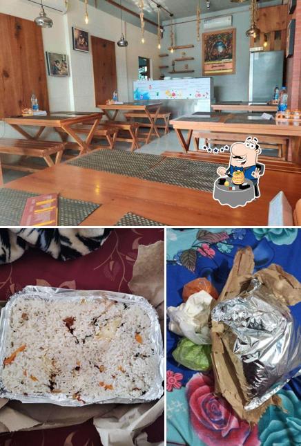 This is the photo showing food and interior at Aikaras Grand Hotel