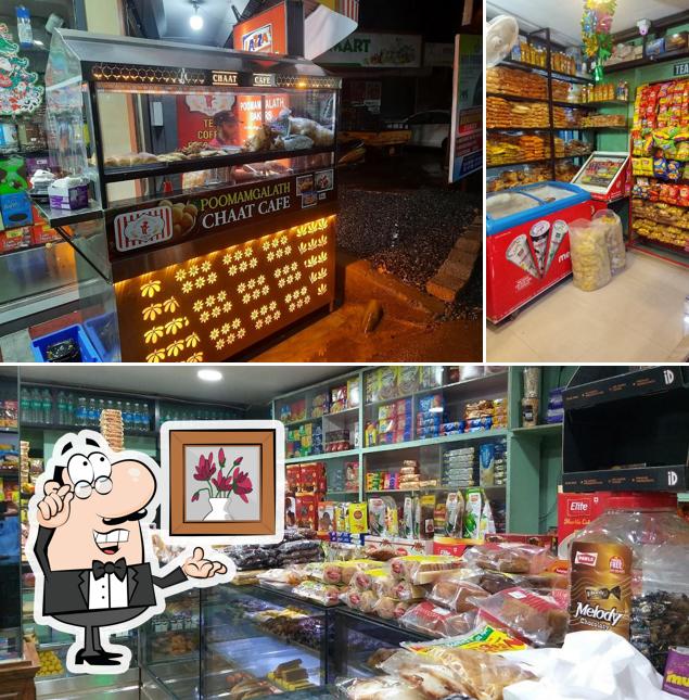 Take a seat at one of the tables at Poomangalath Bakery