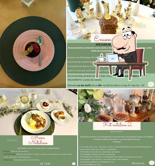 Sente em uma das mesas no Doce Maison