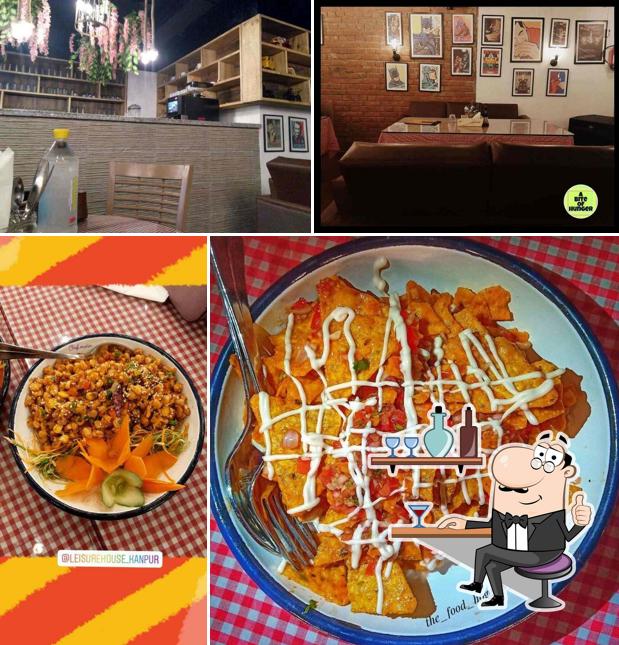 The restaurant's interior and food