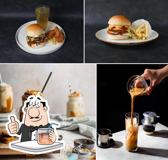 The picture of drink and food at Stack'd Burg
