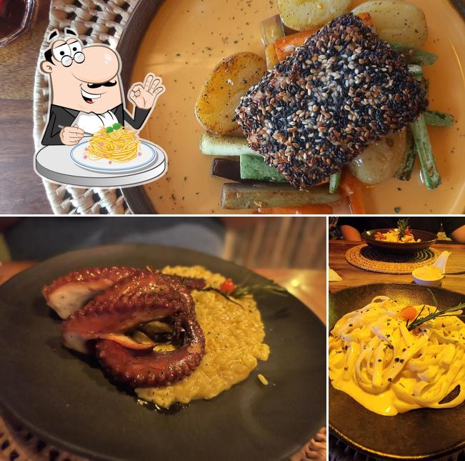 Espaguete carbonara em Alecrim Restaurante