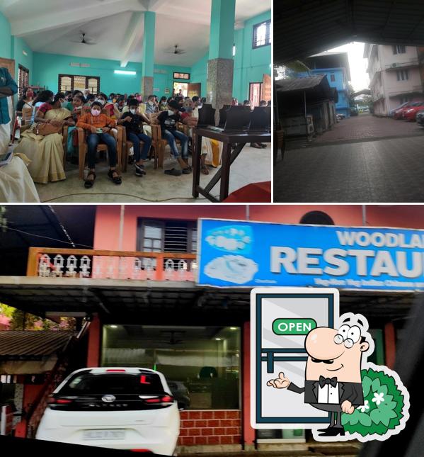 Take a look at the photo depicting exterior and interior at Woodlands Restaurant
