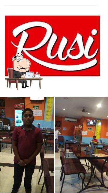 Among various things one can find interior and beverage at Rusi Family Restaurant