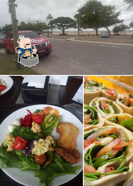 Esta é a ilustração ilustrando comida e exterior a Restaurante Gaivota