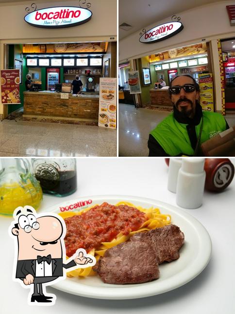 Esta é a ilustração ilustrando interior e comida no Bocattino