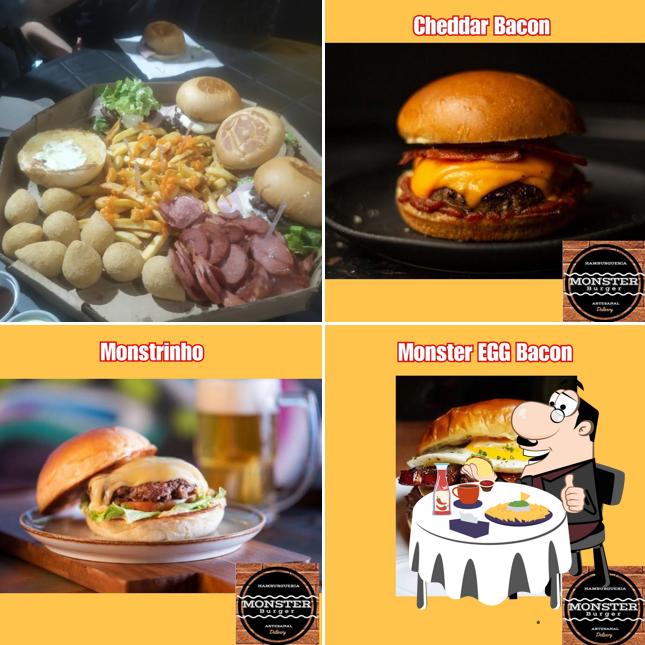 Consiga um hambúrguer no Hamburgueria Monster Burguer Artesanal