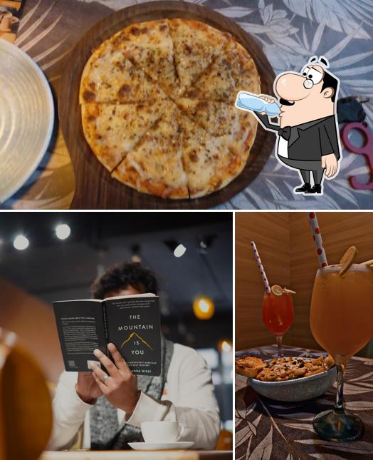 The restaurant's drink and pizza