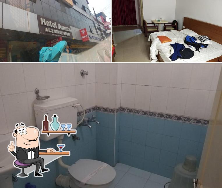 This is the image depicting interior and food at Hotel Amma Residency