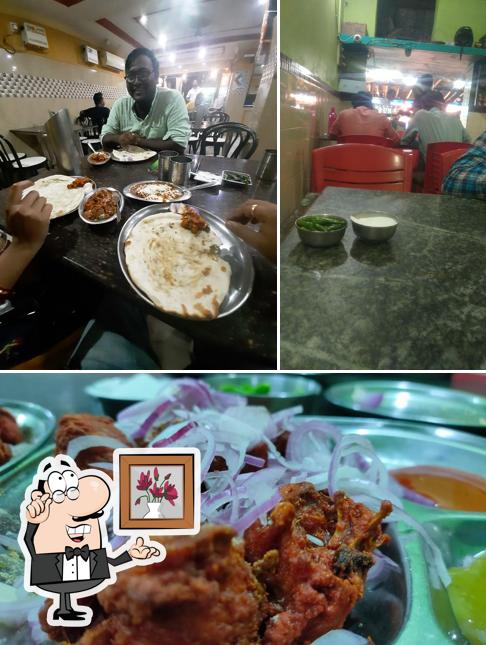 The restaurant's interior and food