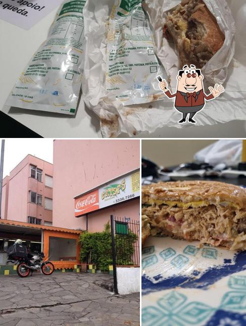 A comida e exterior do restaurante