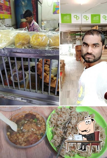 This is the picture depicting interior and food at Gupchup Chat