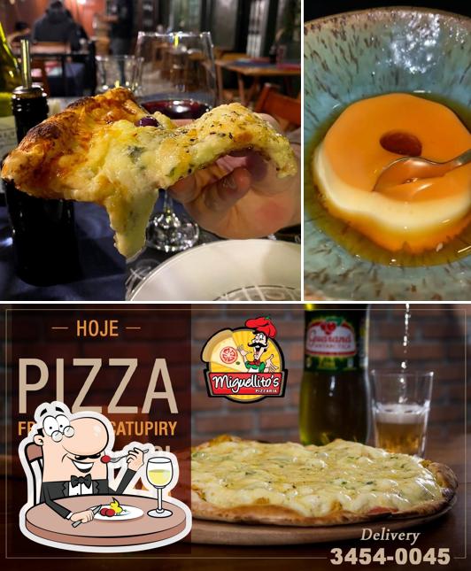 Esta é a ilustração mostrando comida e cerveja a Miguellitos Pizzaria