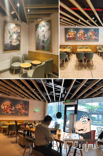 The interior of Starbucks
