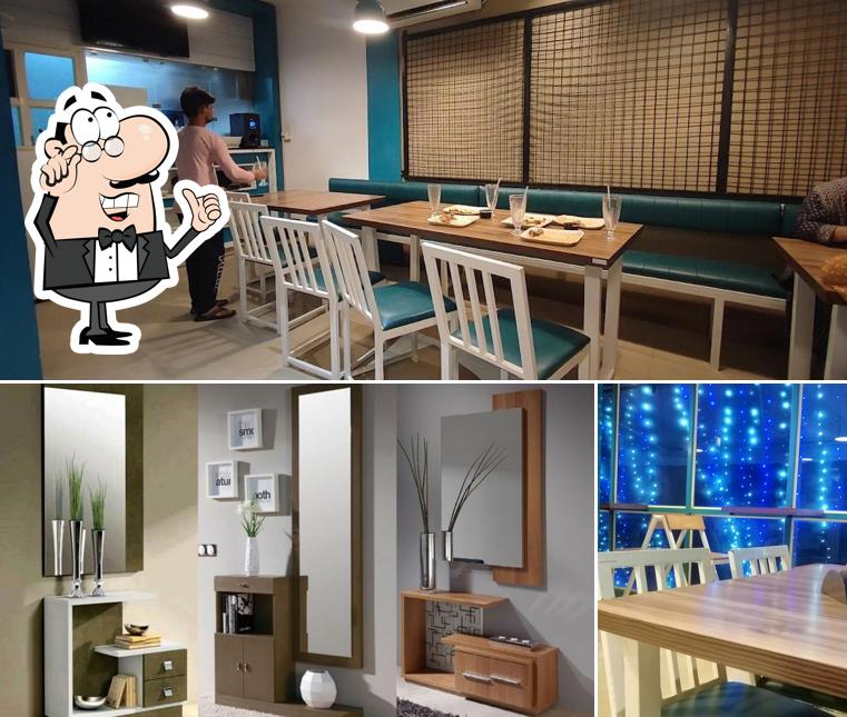 Take a seat at one of the tables at Juice Treat