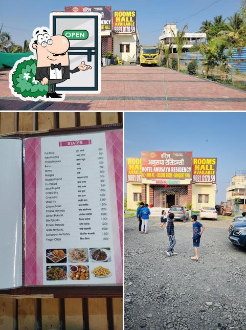 This is the picture depicting exterior and food at Hotel Anusaya Residency