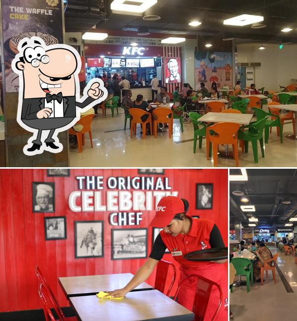 Take a seat at one of the tables at KFC