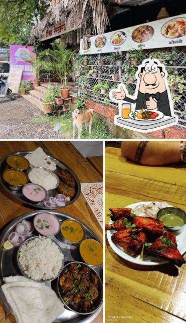 The image of food and exterior at Vibha restaurant