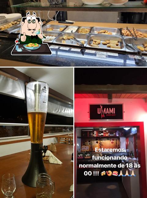 A imagem do Umami Sushi Bar’s comida e cerveja