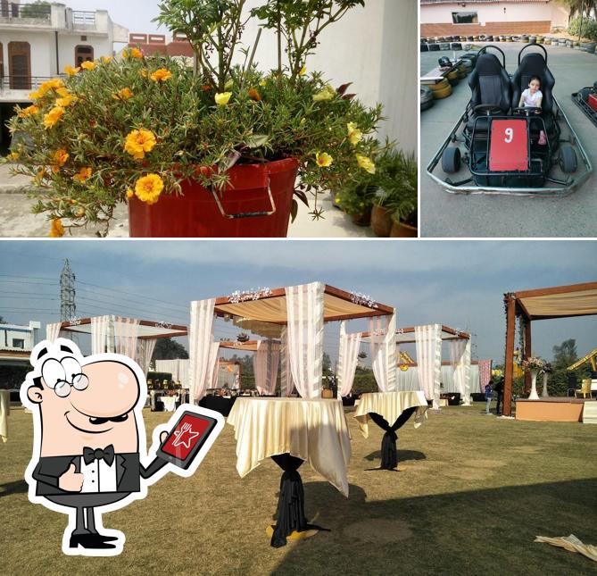 Take a look at the photo displaying exterior and food at F2 Raceway