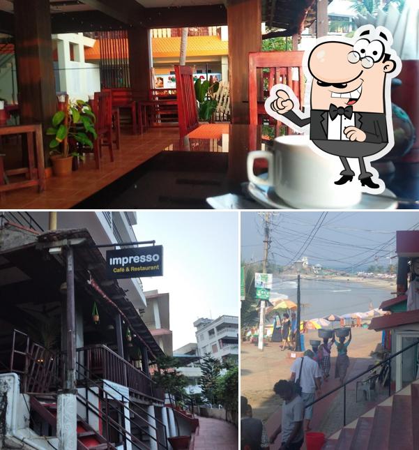 Among various things one can find exterior and beverage at Impresso Cafe