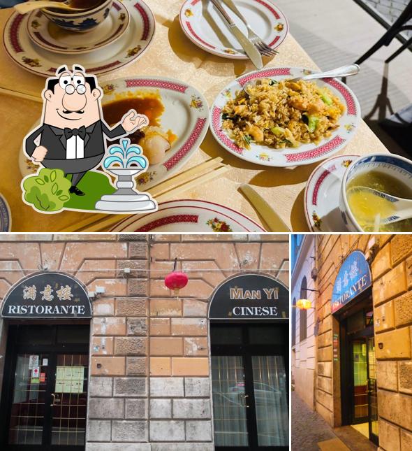 La esterno e cibo del ristorante