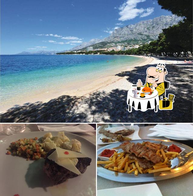 La cibo e esterno del ristorante